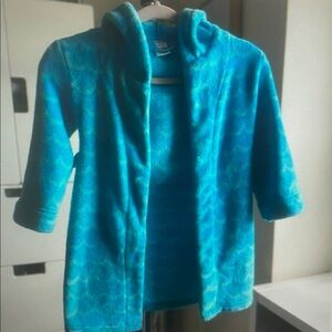 Plush Teal Hooded Robe Jacket